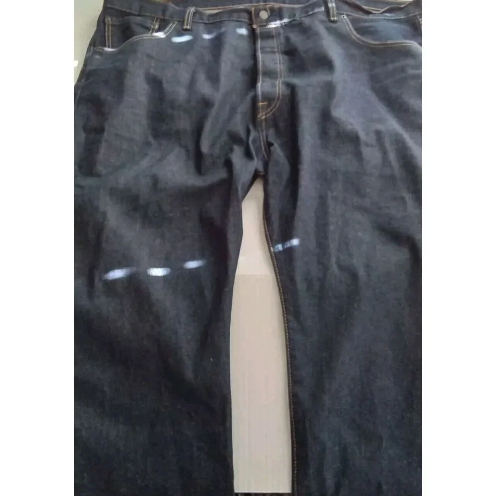Levi's 501 Original Fit Dark Blue Denim Jeans‎ Classic Straight Leg Size W L